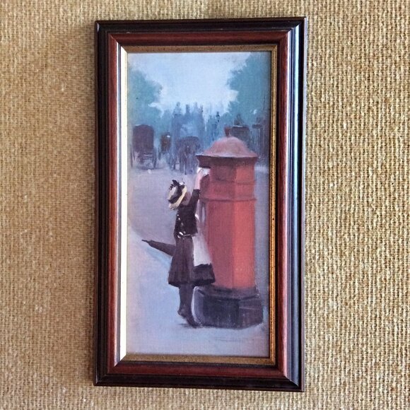 Classic Framed Print of Albert Ludovic 'Posting A Letter' Vintage Postal Art - Picture 2 of 6